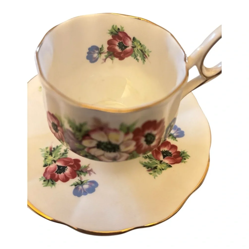 Royal Victoria Vintage Floral Bone China Teacup and Saucer - made in England